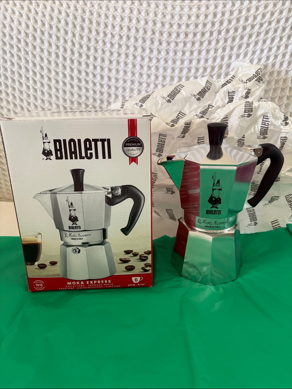 Bialetti Moka Express 6-Cup Stovetop Espresso Maker - Silver with Black Handle